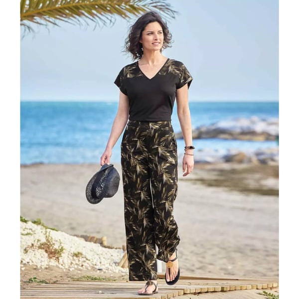 Atlas for Women Womens/Ladies Palm Print Top & Bottom Set