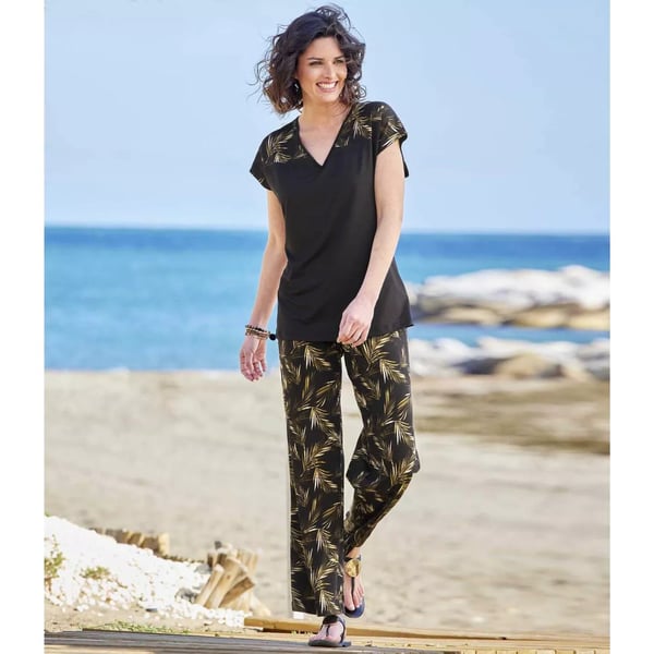 Atlas for Women Womens/Ladies Palm Print Top & Bottom Set