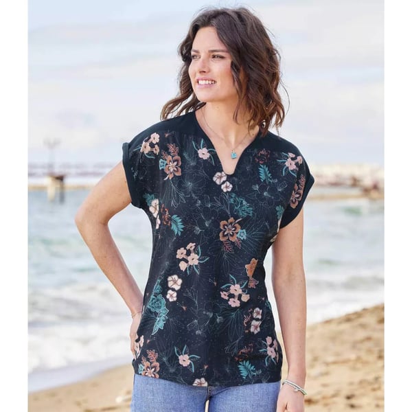 Atlas For Women Blomstret T-shirt til kvinder/damer