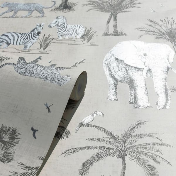 Arthouse Lagoon Safari Metallic Wallpaper
