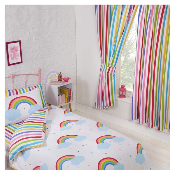 Bedding & Beyond Rainbow Striped Fored Gardiner (pakke med 2)