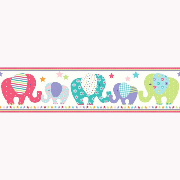 Patchwork Elephant Wallpaper Border