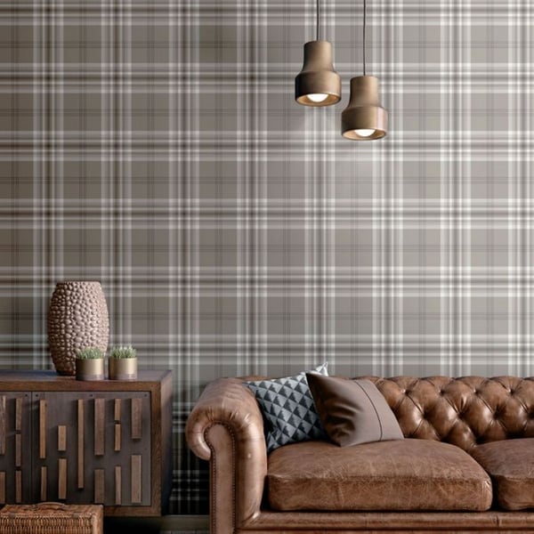 Muriva Catherine Lansfield Kelso Checked Wallpaper