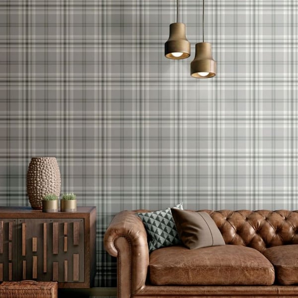 Muriva Catherine Lansfield Kelso Checked Wallpaper