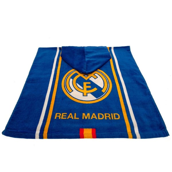 Real Madrid CF Håndklæde med hætte i bomuld med bomber med brystkorset for børn/børn Real Madrid CF Håndklæde med hætte i bomuld med bomber med brystkorset for børn/børn