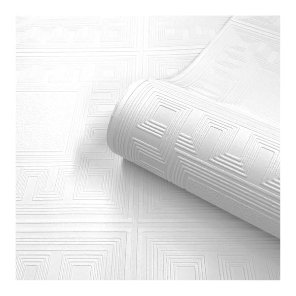 Belgravia Blown Greek Key Paintable Textured Wallpaper