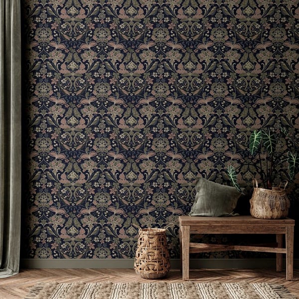 World Of Wallpaper Folk Floral Textured Wallpaper