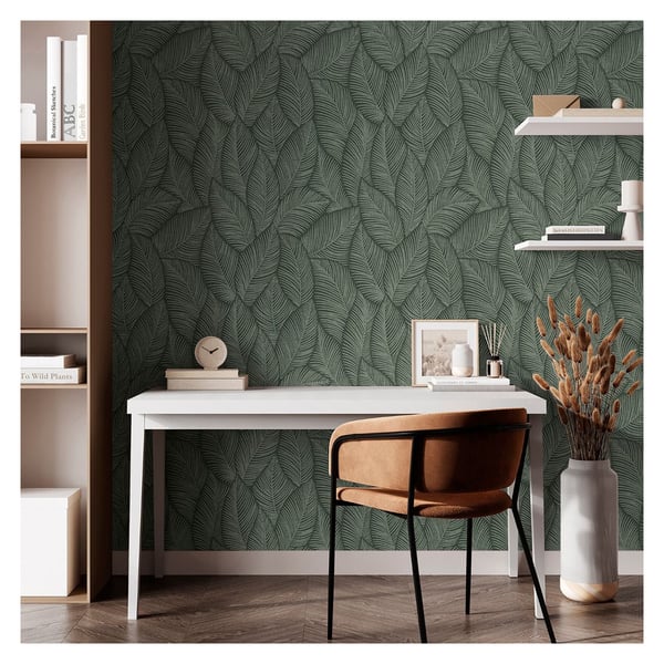 Muriva Denver Leaf Vinyl Wallpaper