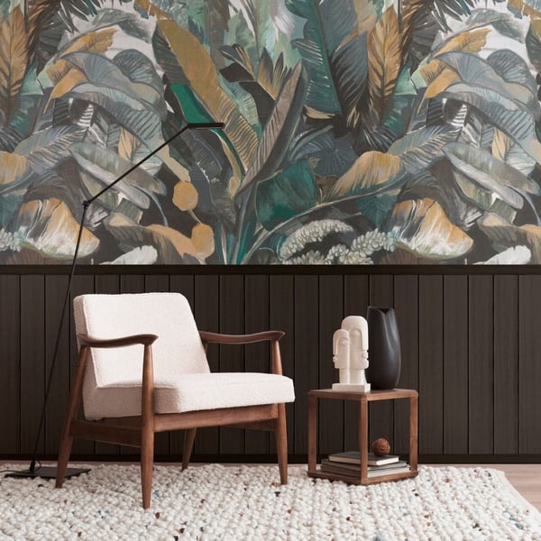 AS Creation Tropical Leaf & Wood Slats 2 In 1 Vinyl Textured Wallpaper