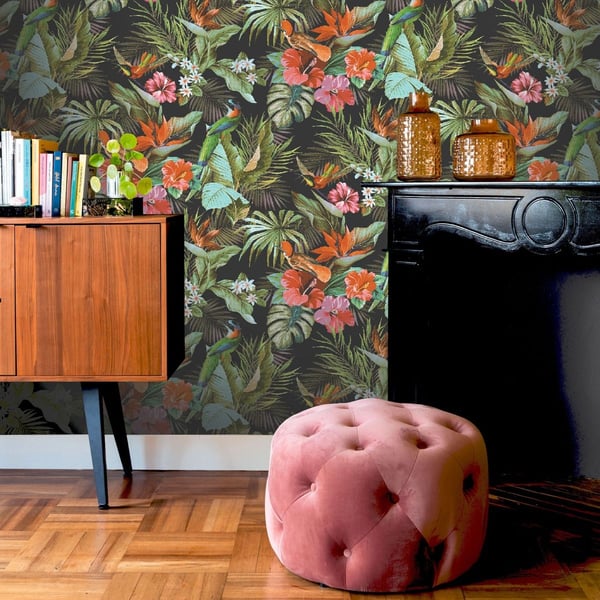 Rasch Paradise Birds Heavyweight Vinyl Textured Wallpaper