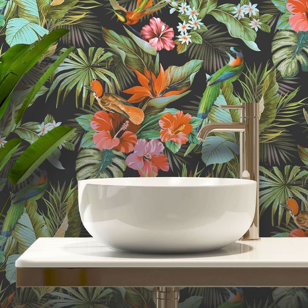 Rasch Paradise Birds Heavyweight Vinyl Textured Wallpaper