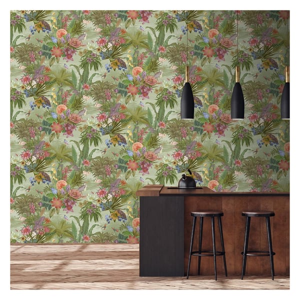 Grandeco Paul Moneypenny Floral Hall Vinyl Textured Wallpaper