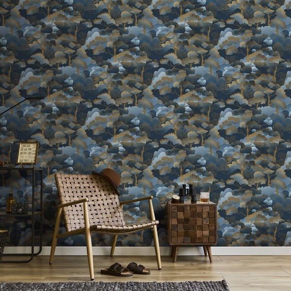 Elle Decoration Golden Grove Vinyl Textured Wallpaper