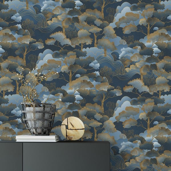 Elle Decoration Golden Grove Vinyl Textured Wallpaper