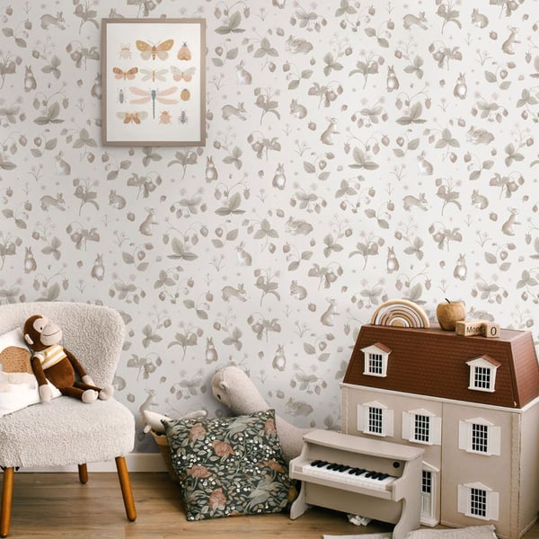 Holden Décor Bunnies & Berries Textured Wallpaper