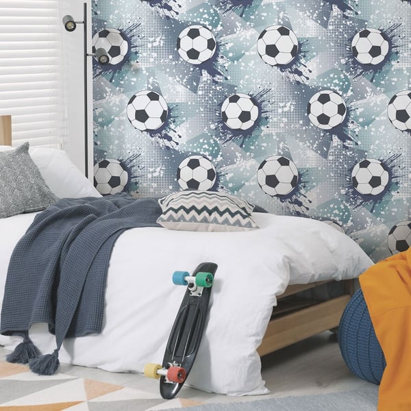 Holden Décor Frenzy Football Textured Wallpaper