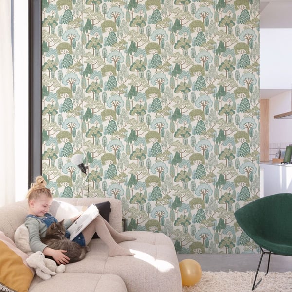 Grandeco Happy Trees Textured Wallpaper