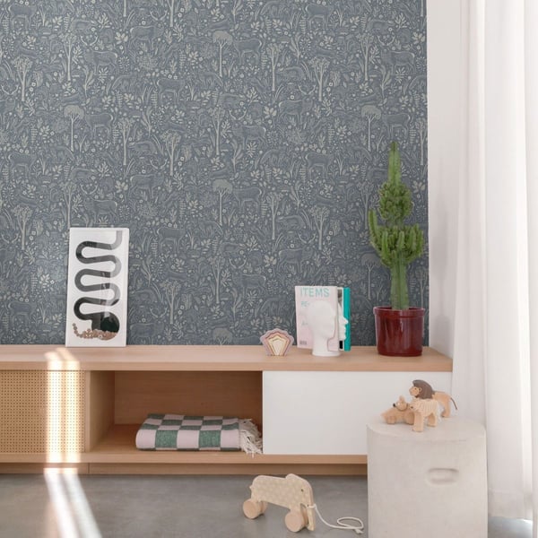Grandeco Woodland Animals Vinyl Textured Wallpaper