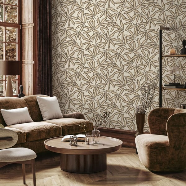 Belgravia Leaf Textured Vinyl Wallpaper