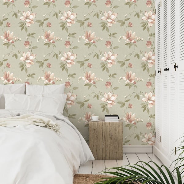 Grandeco Adeline Floral Textured Wallpaper