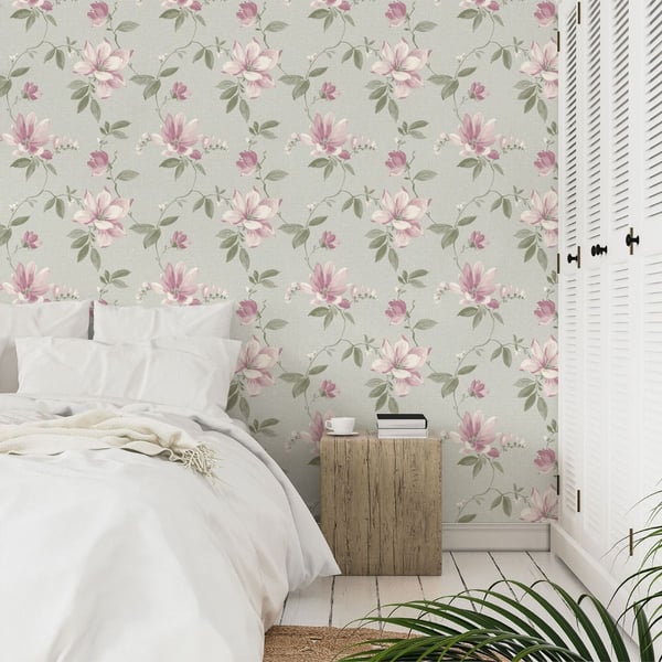 Grandeco Adeline Floral Textured Wallpaper