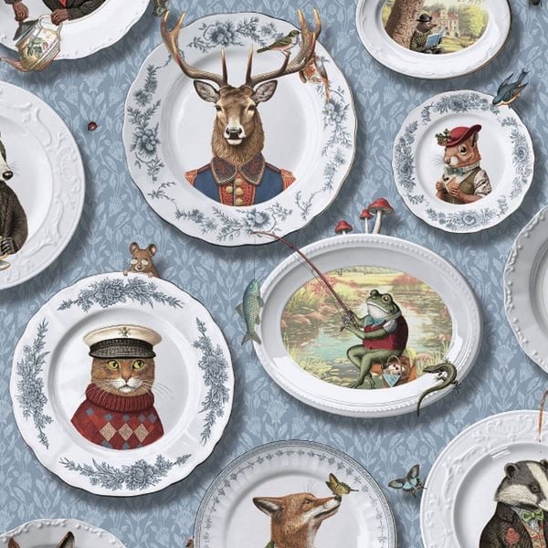 Holden Décor Vintage Tea Party Animals Wallpaper
