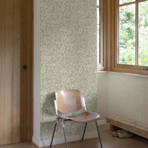 Grandeco Karuna Embroidered Stitched Vinyl Textured Wallpaper