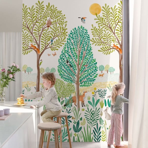 GrandDeco Woodland Scene Fondtapet
