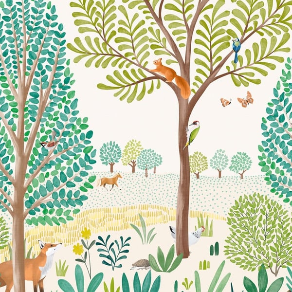 GrandDeco Woodland Scene Mural Wallpaper