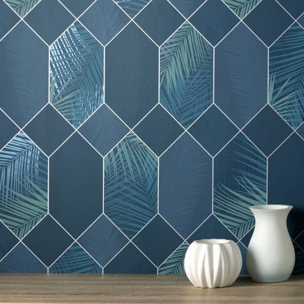 Fine Decor Miami Geometric Leaf Wallpaper