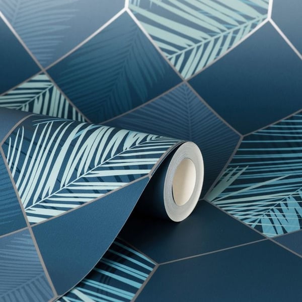 Fine Decor Miami Geometric Leaf Wallpaper