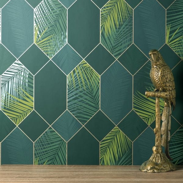 Fine Decor Miami Geometric Leaf Wallpaper