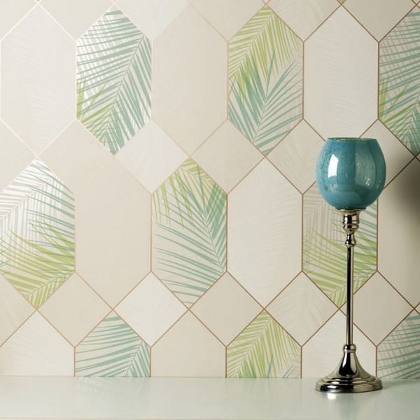Fine Decor Miami Geometric Leaf Wallpaper