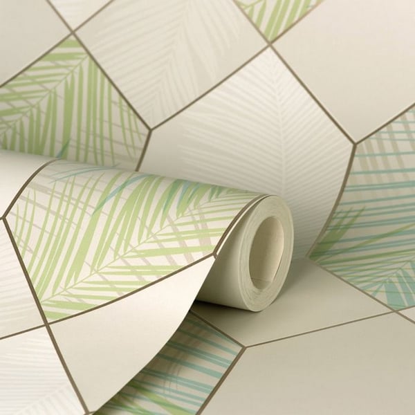 Fine Decor Miami Geometric Leaf Wallpaper