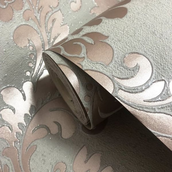 Fine Decor Quartz Damask Texturerad Tapet