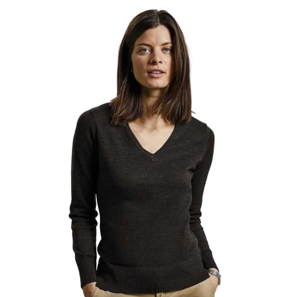 Russell Collection Ladies/Womens V-Neck Knitted Pullover Sweatshirt