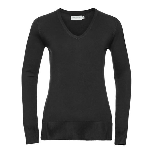 Russell Collection Ladies/Womens V-Neck Knitted Pullover Sweatshirt