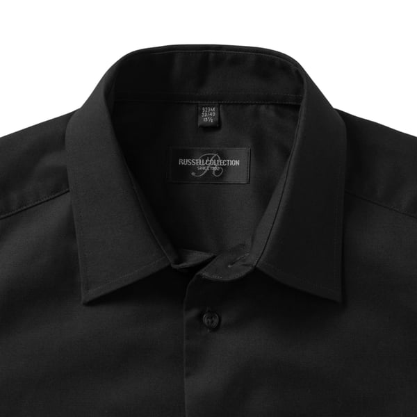 Russell Collection Mens Short Sleeve Easy Care Tailored Oxford Shirt