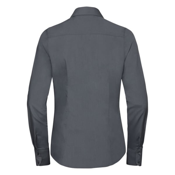 Russell Collection Ladies/Womens Long Sleeve Poly-Cotton Easy Care Fitted Poplin Shirt