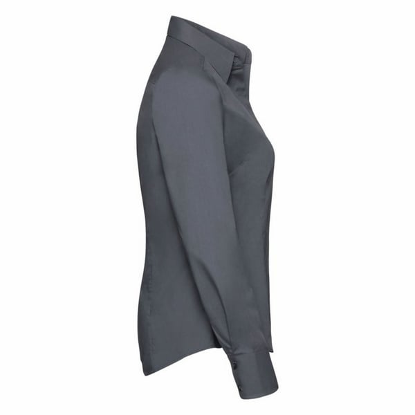 Russell Collection Ladies/Womens Long Sleeve Poly-Cotton Easy Care Fitted Poplin Shirt