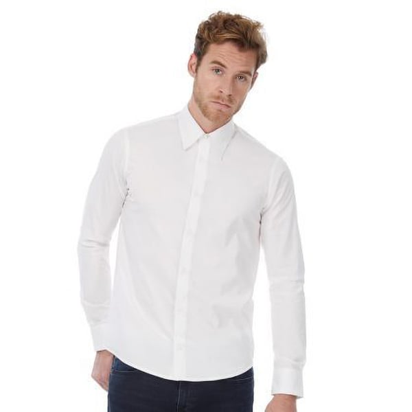 Russell Collection Mens Long Sleeve Poly-Cotton Easy Care Tailored Poplin Shirt