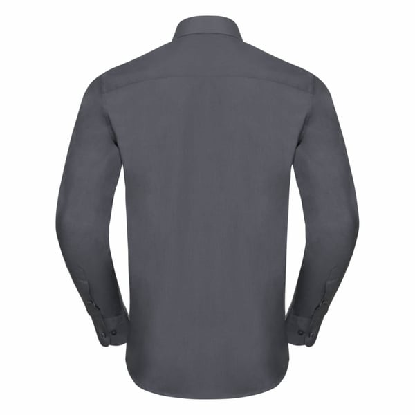 Russell Collection Mens Long Sleeve Poly-Cotton Easy Care Tailored Poplin Shirt