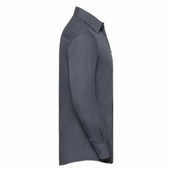 Russell Collection Mens Long Sleeve Poly-Cotton Easy Care Tailored Poplin Shirt