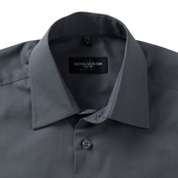 Russell Collection Mens Long Sleeve Poly-Cotton Easy Care Tailored Poplin Shirt