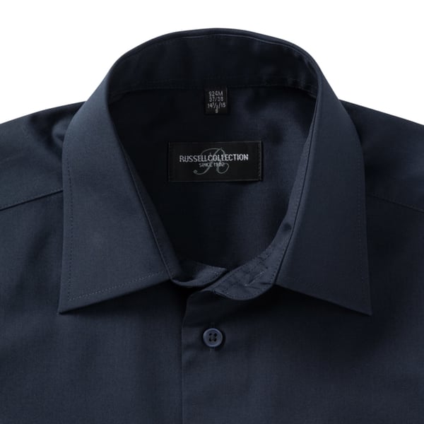 Russell Collection Mens Long Sleeve Poly-Cotton Easy Care Tailored Poplin Shirt