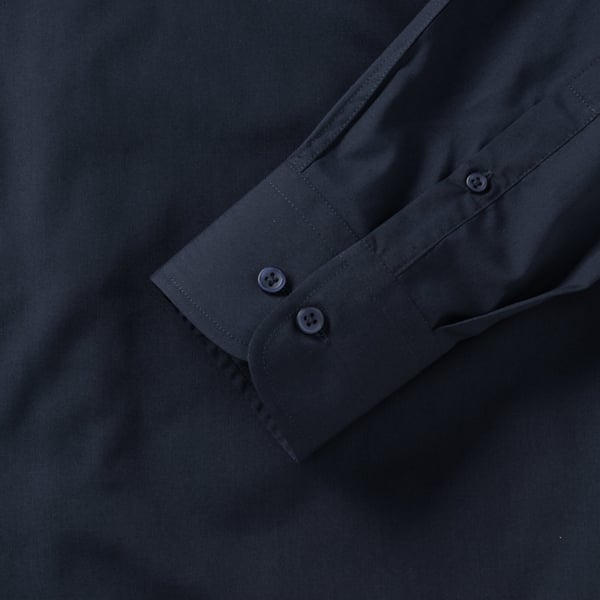 Russell Collection Mens Long Sleeve Poly-Cotton Easy Care Tailored Poplin Shirt