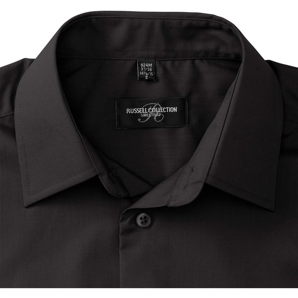 Russell Collection Mens Long Sleeve Poly-Cotton Easy Care Tailored Poplin Shirt