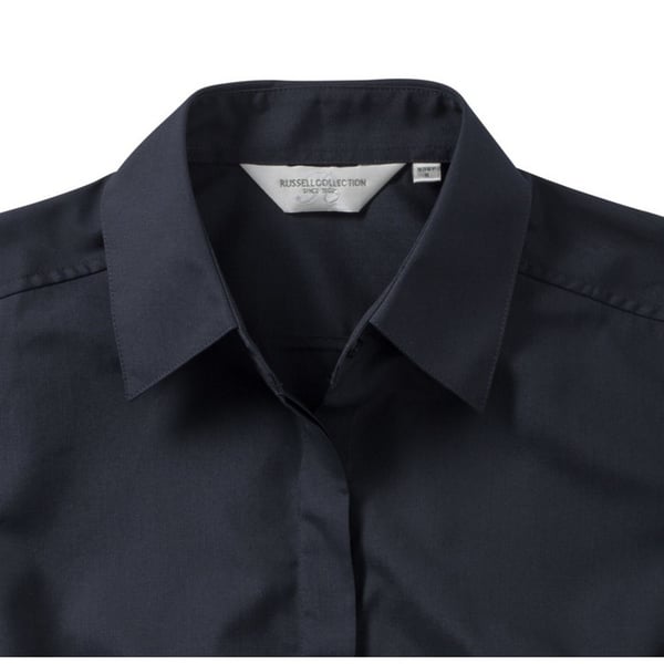 Russell Collection Ladies 3/4 Sleeve Poly-Cotton Easy Care Fitted Poplin Shirt