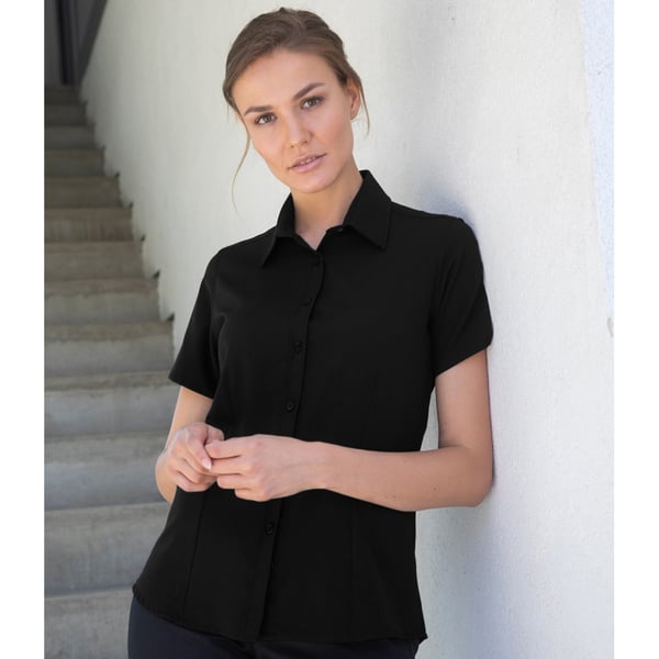 Russell Collection Ladies/Womens Short Sleeve Easy Care Oxford Shirt