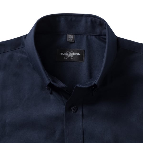 Russell Collection Mens Short Sleeve Easy Care Oxford Shirt